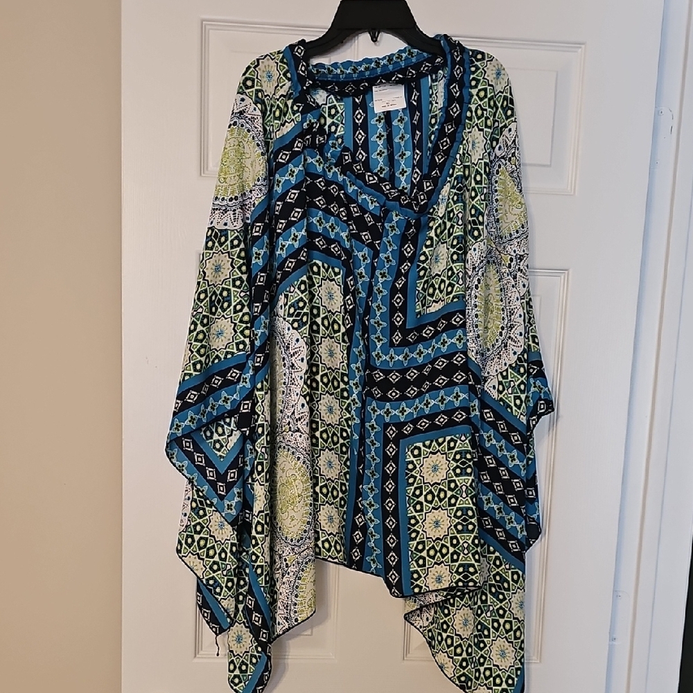 by & by Women's Tunic in Blue and Green Patterns